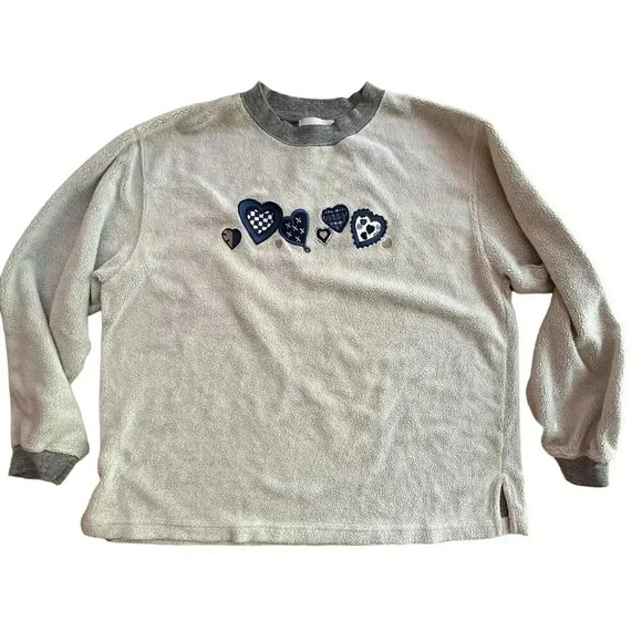 VINTAGE x Shirt Womens Small Gray Crew Sweatshirt Floral l SIZE LARGE - Picture 4 of 8